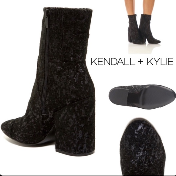Kendall & Kylie Brooke 3 Texture Velvet Textured Burnout Booties Size 10 BNWOB - Picture 6 of 12